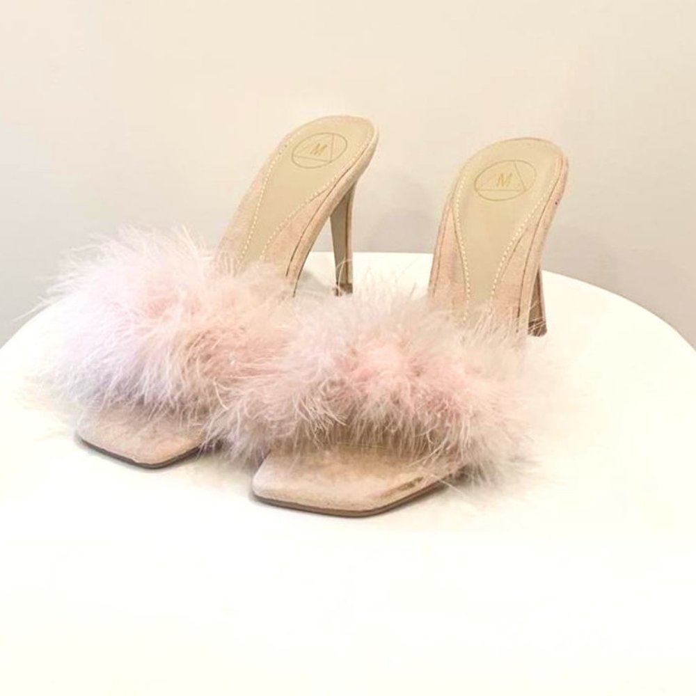 Heeled Feather Mules *Barbie Vibes*